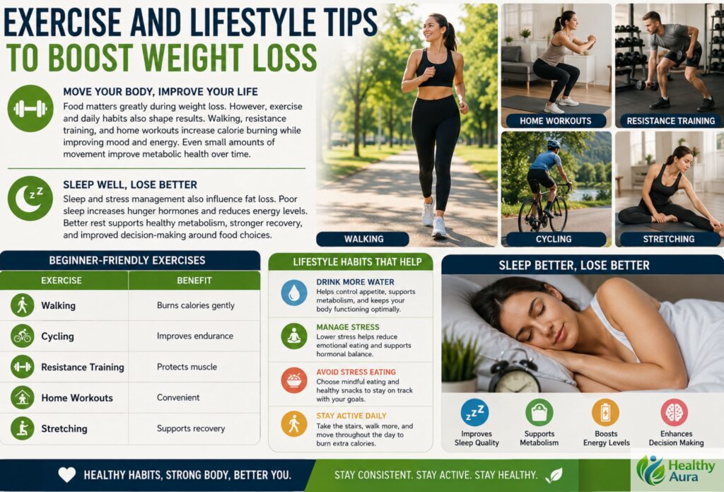 7 Day Realistic Diet Plan for Weight Loss With American Foods exercise and lifestyle tips to boost weight loss