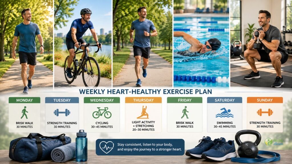 Heart healthy weekly exercise routine
