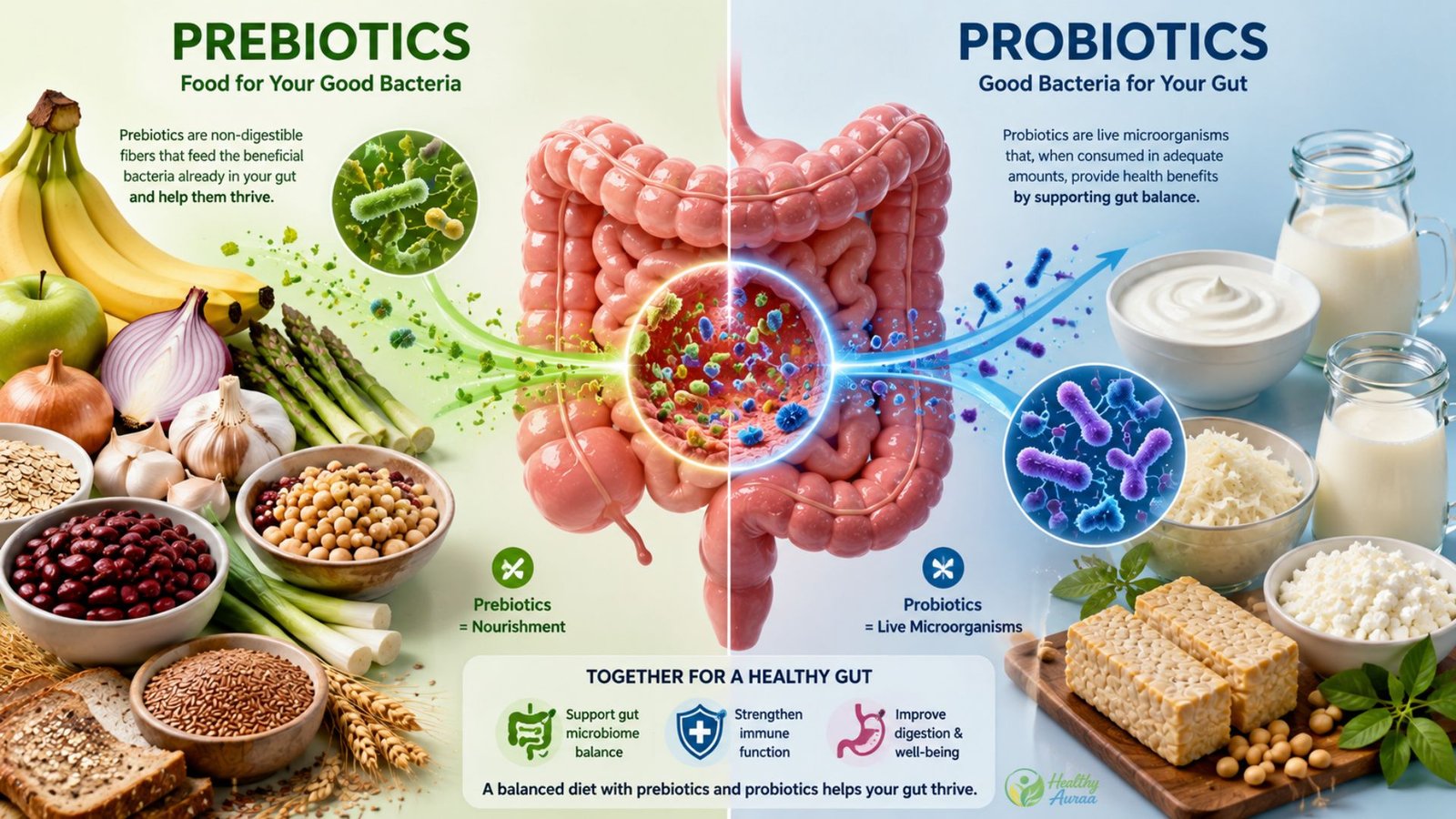 Prebiotics vs Probiotics Comparison